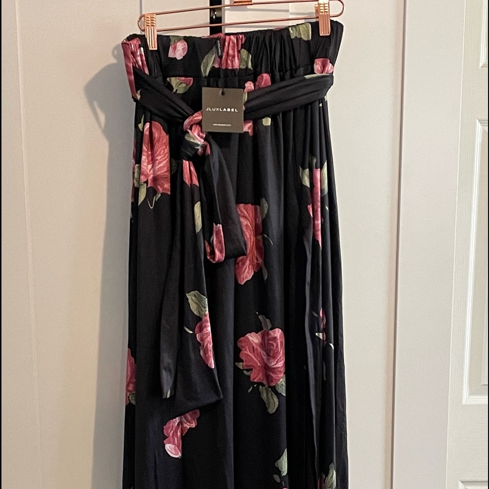 Brand New JLUXLABEL Black Hayden Maxi skirt with side split.